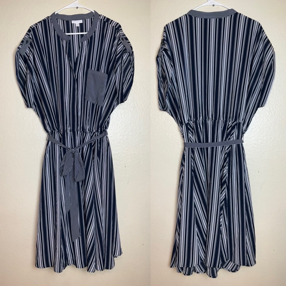 Charter Club navy blue/white striped Dress